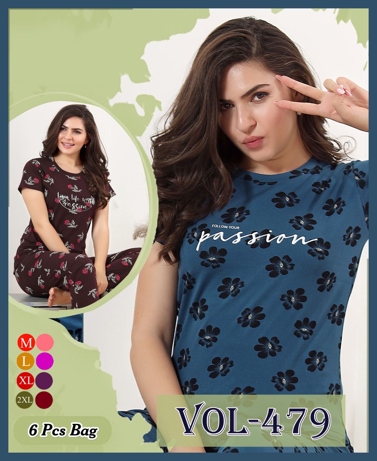 Summer Special Vol B 479 Printed Hosiery Cotton Night Suit
